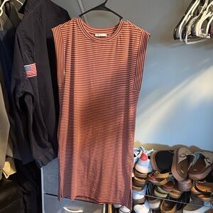 Staccato Red and White Striped Midi Dress